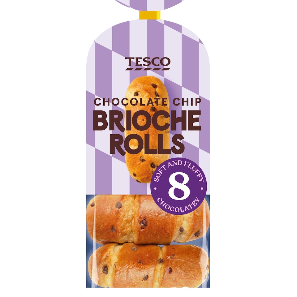 Tesco Chocolate Chip Brioche Rolls 8 Pack