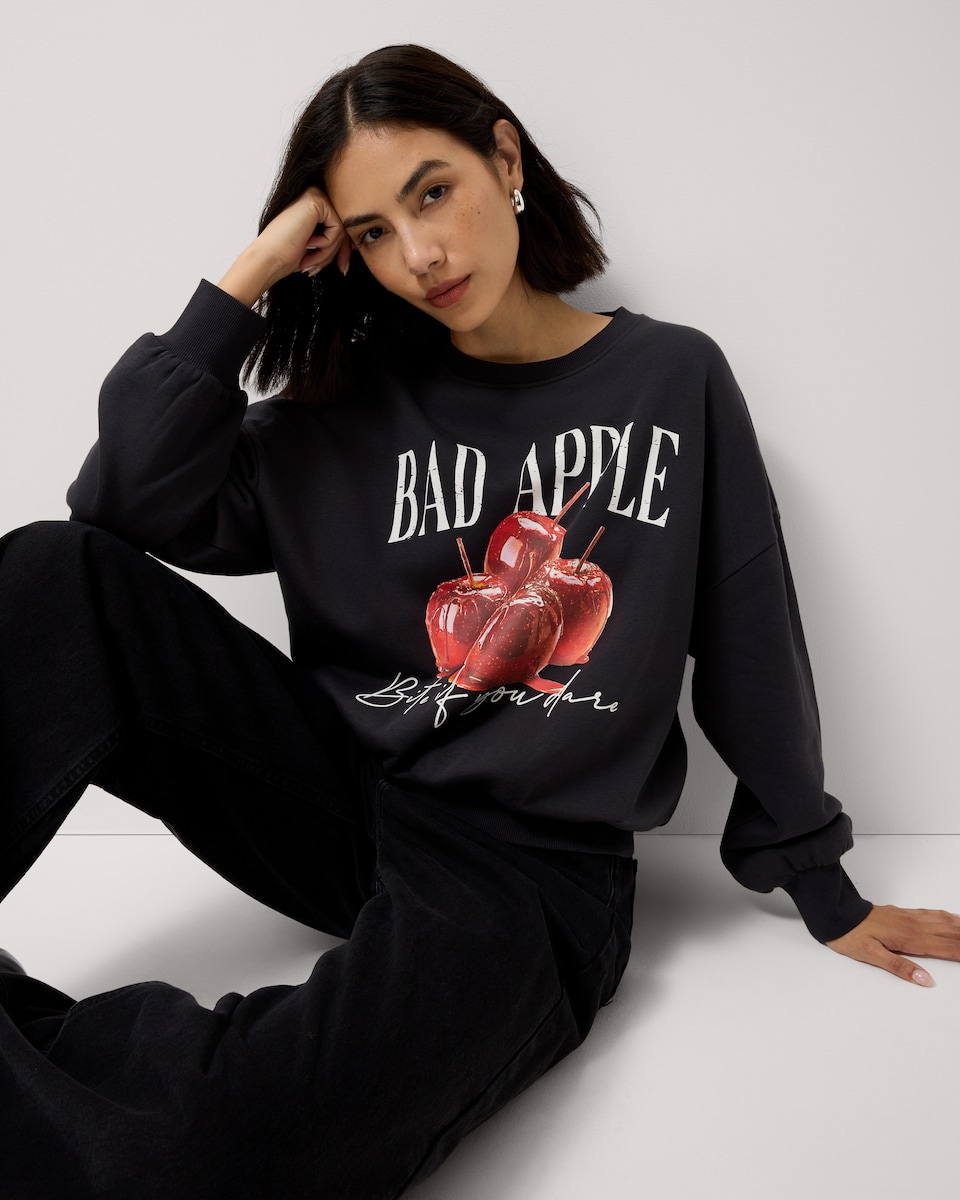 image 1 of F&F Cotton Rich Halloween Print Sweatshirt in Grey