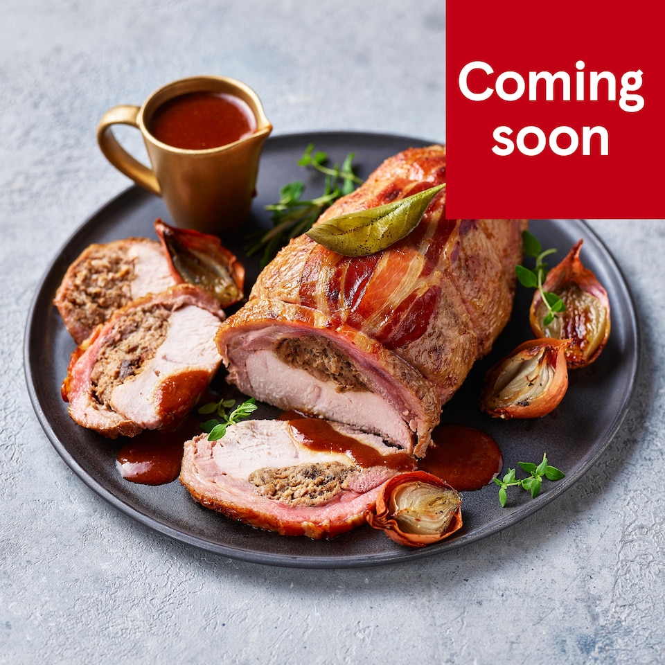 image 1 of 51. Tesco Finest Slow Cooked Two Bird Roast with a Pork & Plum Stuffing 1.1kg (Serves 4)