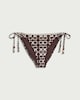 image 4 of F&F Tie-Dye Print Tie Side High Leg Bikini Bottoms in Chocolate