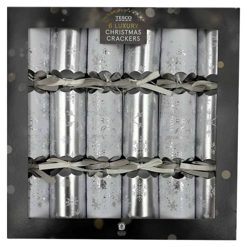image 1 of Tesco Snowflake Luxury Christmas Crackers 6 Pack