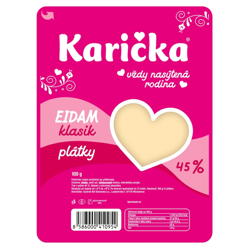 Karička Edam 45 % Slices Classic 100 g
