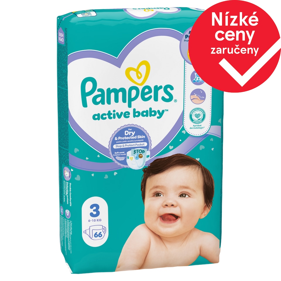 Obrázek 1 pro produkt Pampers Active Baby, Velikost 3, 66 Plenky, 6kg-10kg