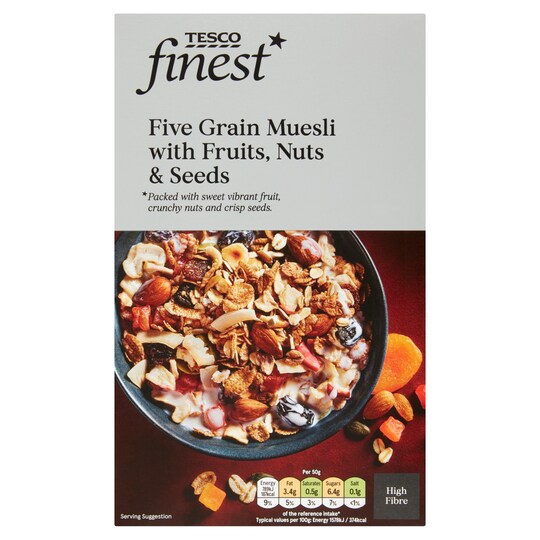 Tesco Finest Fruit Nut & Seed Muesli 500G Tesco Groceries