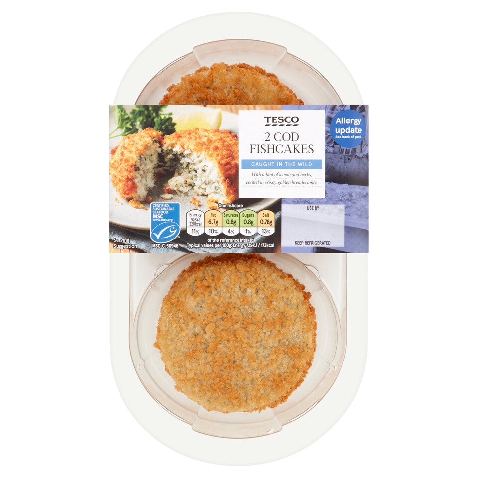 Tesco 2 Cod Fish Cakes 270G Tesco Groceries
