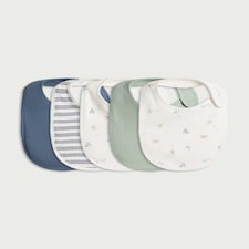 F&F Baby 5-Pack Pure Cotton Printed Bibs in Blue