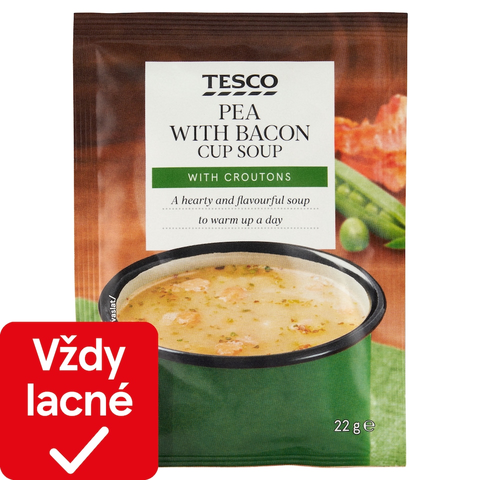 Tesco Instantná hrachová polievka so slaninou a krutónmi 22 g