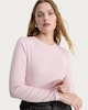 image 1 of F&F Cotton Rich Crew Neck Long Sleeved Top in Pink
