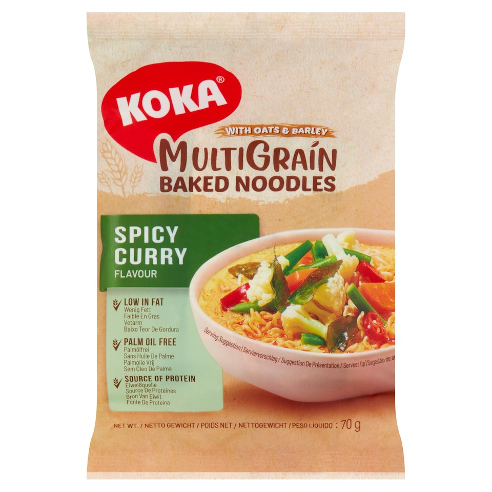 Koka Multigrain Baked Noodles Spicy Curry Flavoured 70G