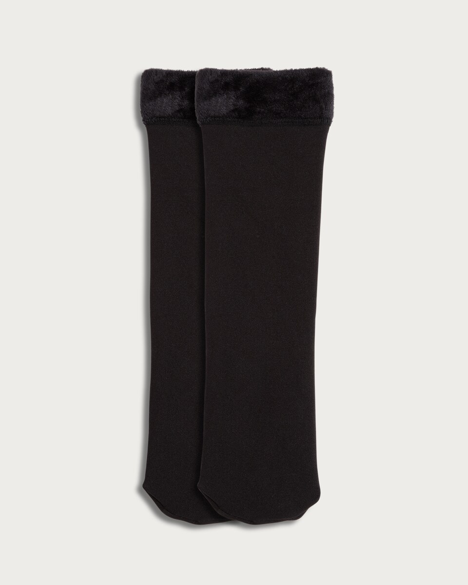 image 1 of F&F WARMPLUS™ Medium Warmth Velvet Thermal Socks in Black