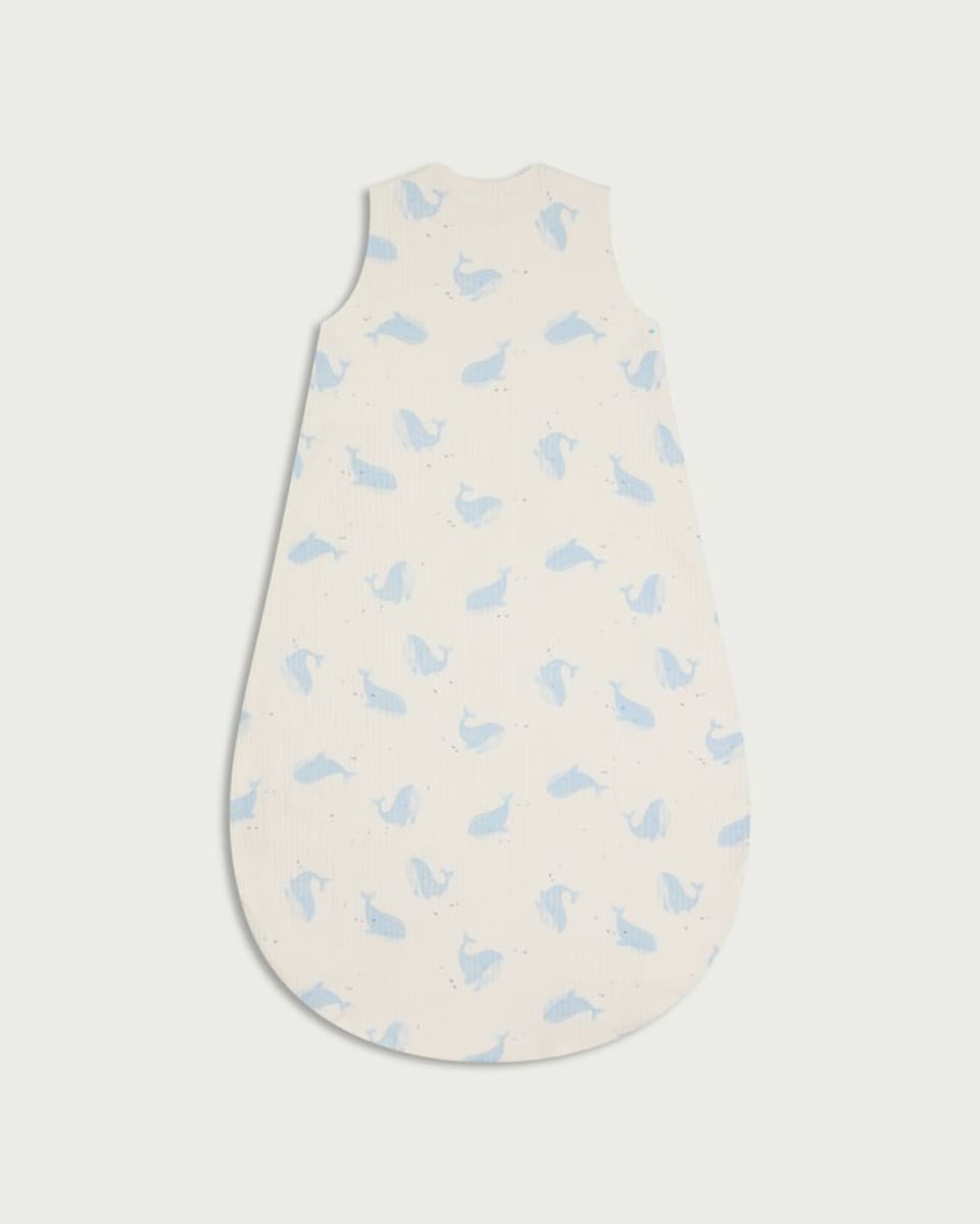 image 1 of F&F Baby Cotton Rich Whale Print 1.5 Tog Sleeping Bag in Blue