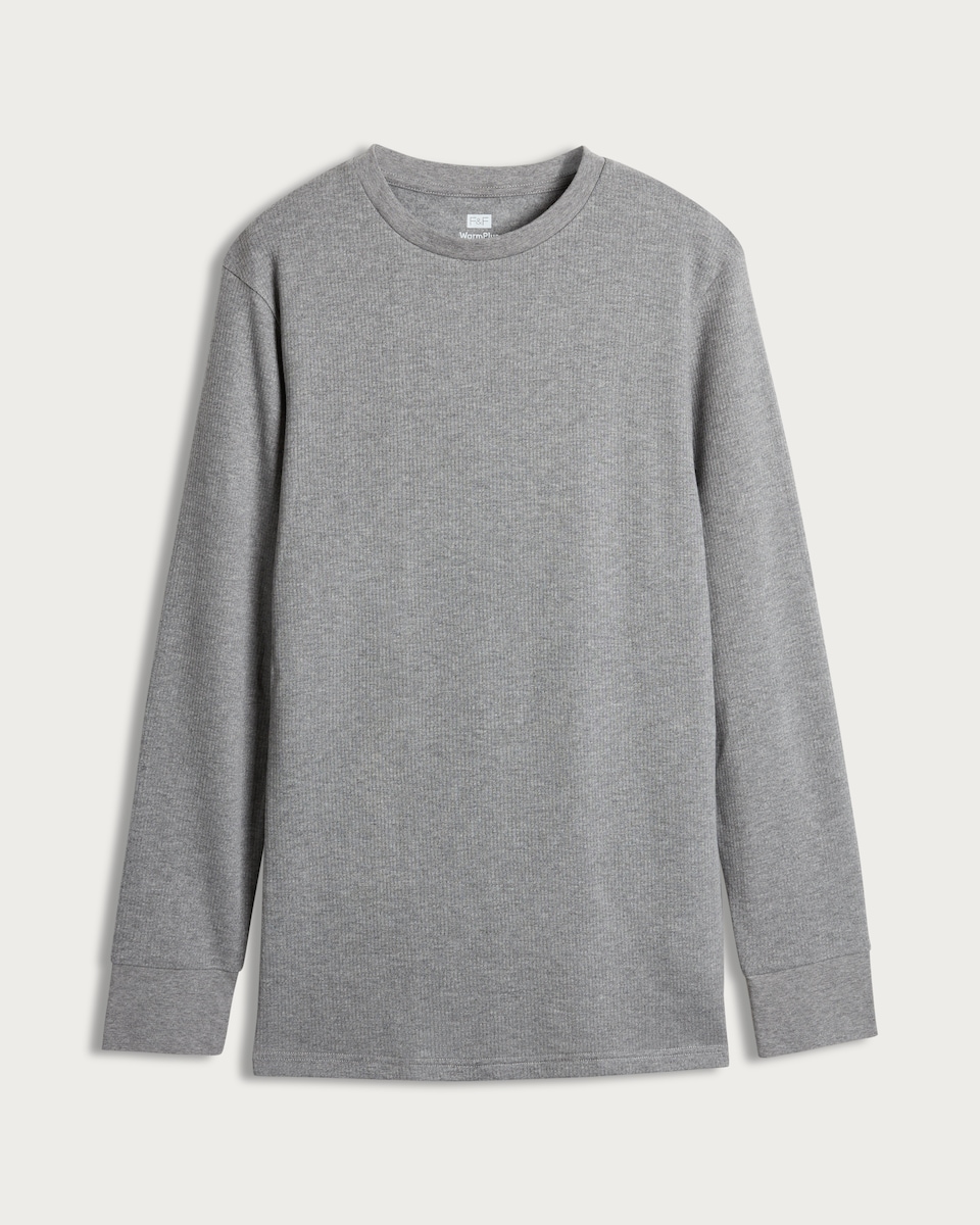 image 1 of F&F Cotton Blend Long Sleeved Thermal Top in Grey