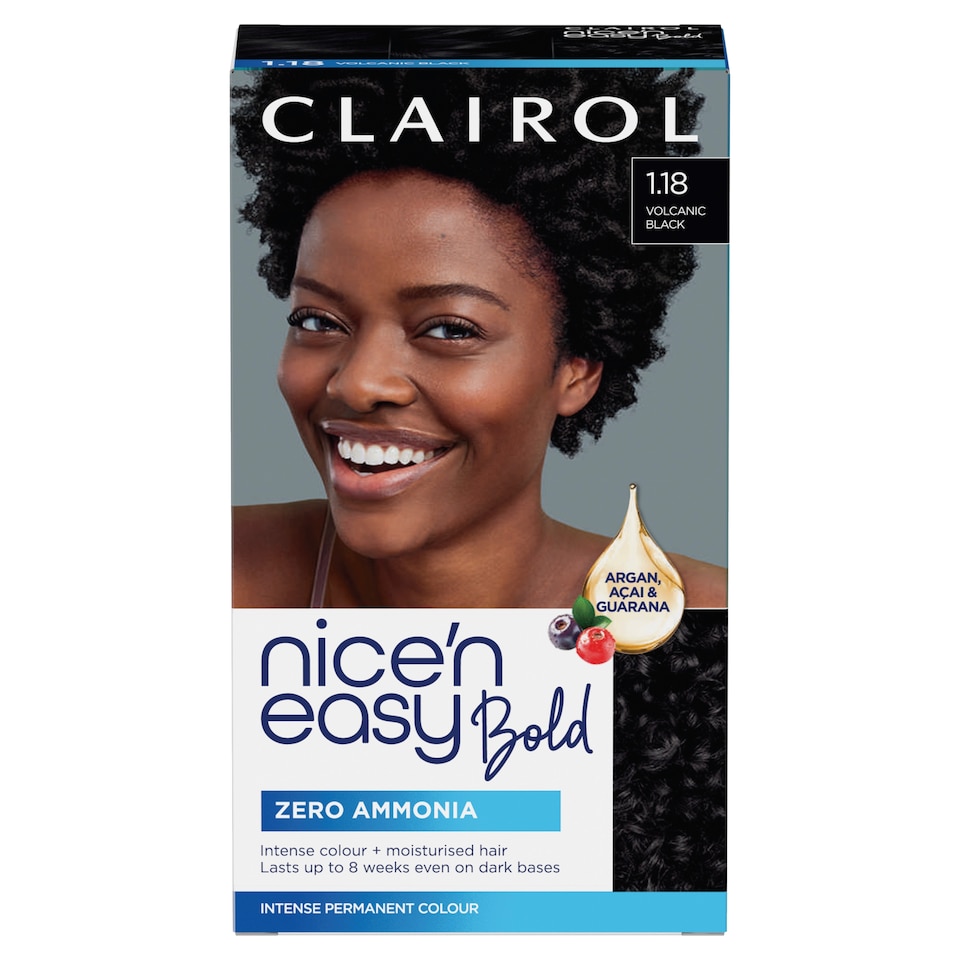image 1 of CLAIROL NICE'N EASY BOLD PERMANENT HAIR DYE - 1.18 VOLCANIC BLACK