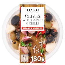 Tesco Olives With Garlic & Chilli 180g