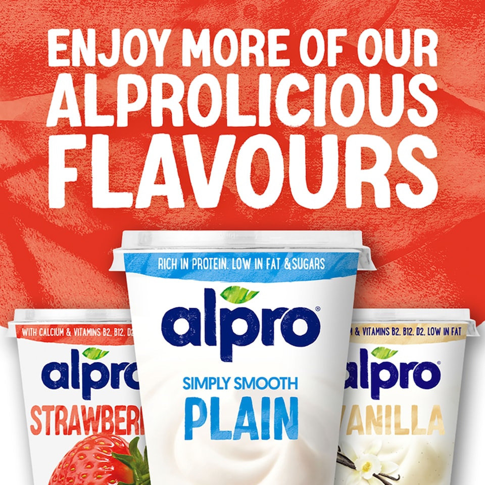 image 1 of Alpro Strawberry Banana Peach Pear Soya Dairy Free Yoghurt Alternative 4x125g