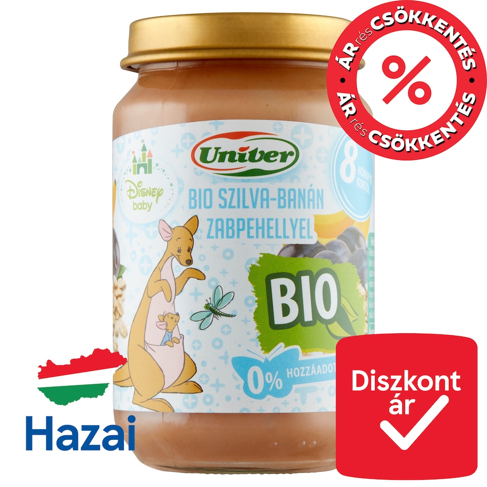 Univer Disney Baby bio szilva-banán zabpehellyel bébidesszert 8 hónapos kortól 163 g