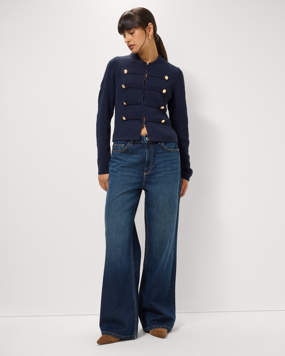 image 1 of F&F Military Style Cardigan in Navy