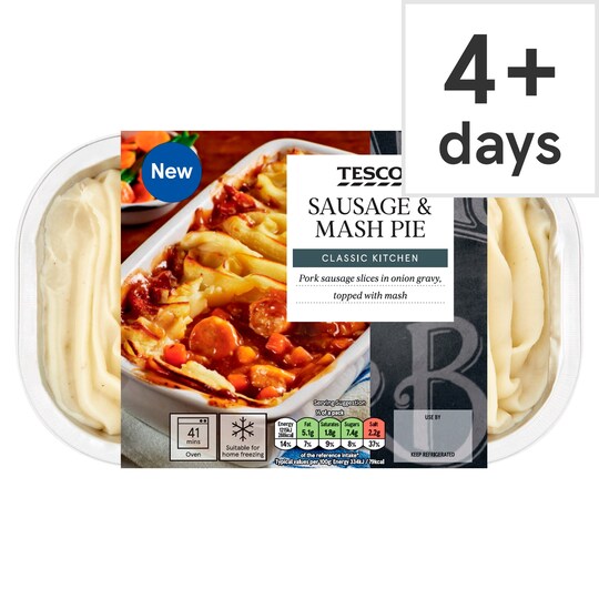 Tesco Sausage & Mash Pie 800G Tesco Groceries