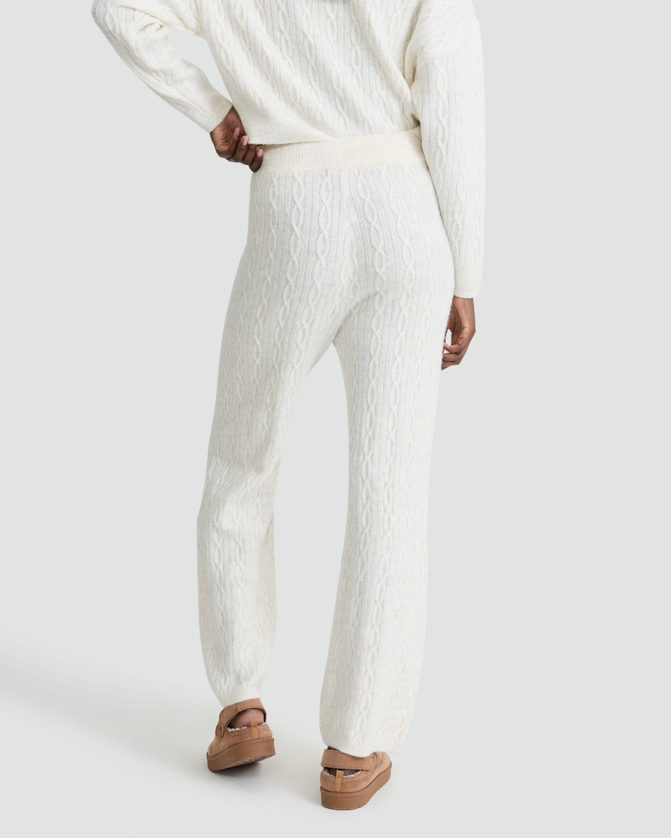 image 1 of F&F Cable Knit Pyjama Bottoms in Cream
