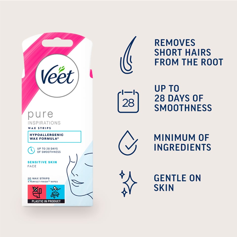 image 1 of Veet Pure Inspirations Face Wax Strips - Sensitive Skin 20 Pack