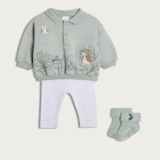 Peter Rabbit 3-Piece Cotton Rich Sweatshirt, Legging and Socks Set in Green