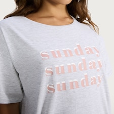 F&F Cotton Rich Sunday Print Short Sleeved Nightdress in Grey
