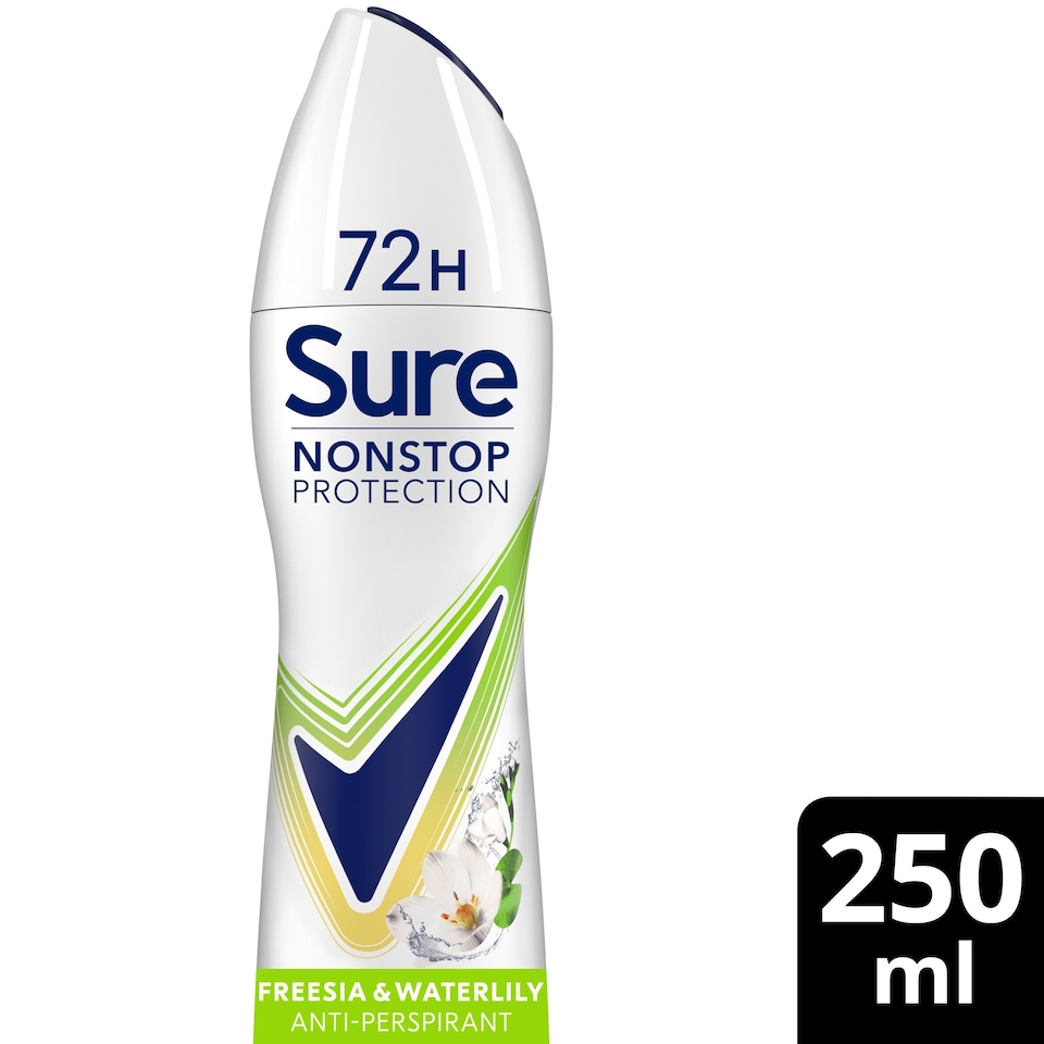 image 1 of Sure Nonstop Protection 72h Freesia & Water Lily Antiperspirant Deodorant 250ml