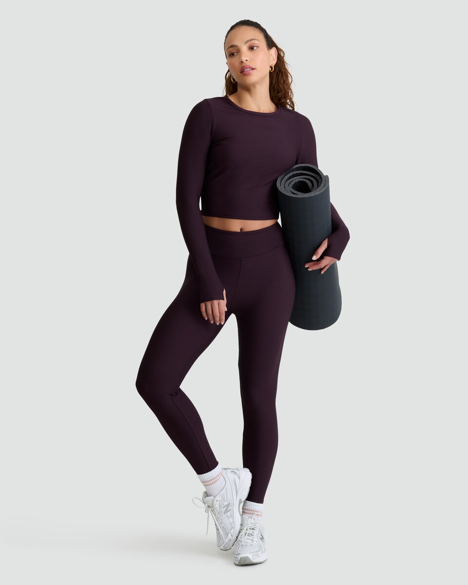 image 1 of Rise by Zara McDermott Ribbed Elasticated Lounge Bottoms in Purple