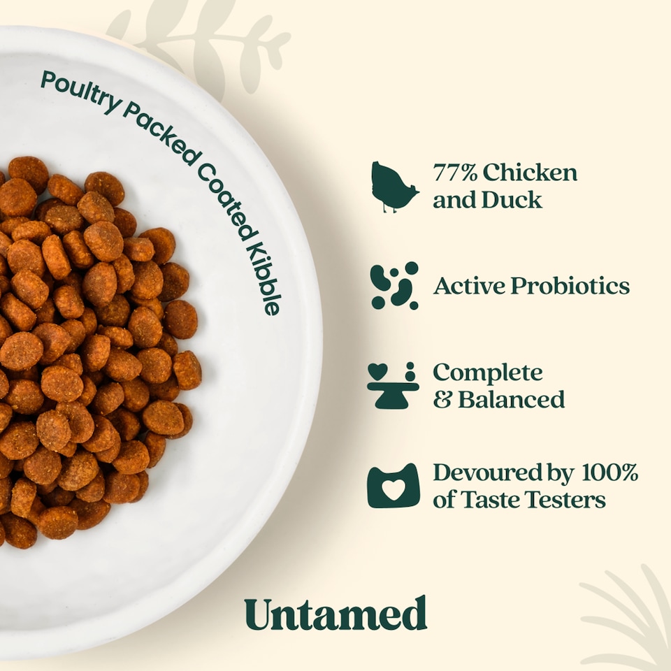 image 1 of Untamed Coated Kibble Chicken and Duck Cat Food 800g