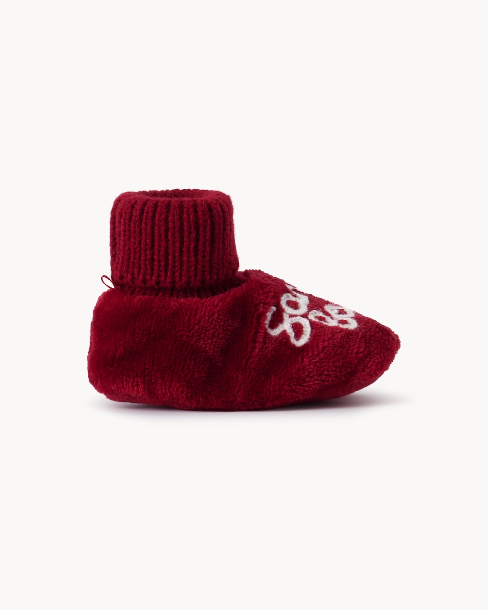 image 1 of Christmas Baby Santa Booties in Red
