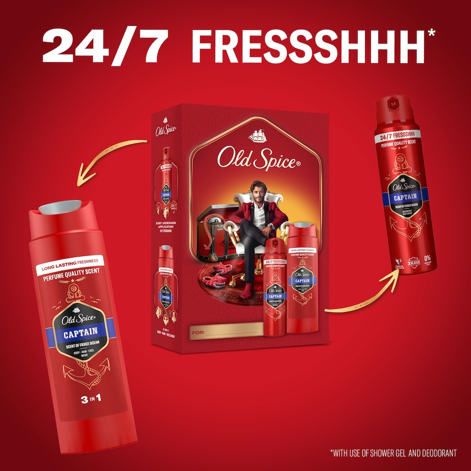 Obrázek 1 pro produkt Old Spice Dárková Sada Gentleman S Deodorantem Ve Spreji A Sprchovým Gelem Captain