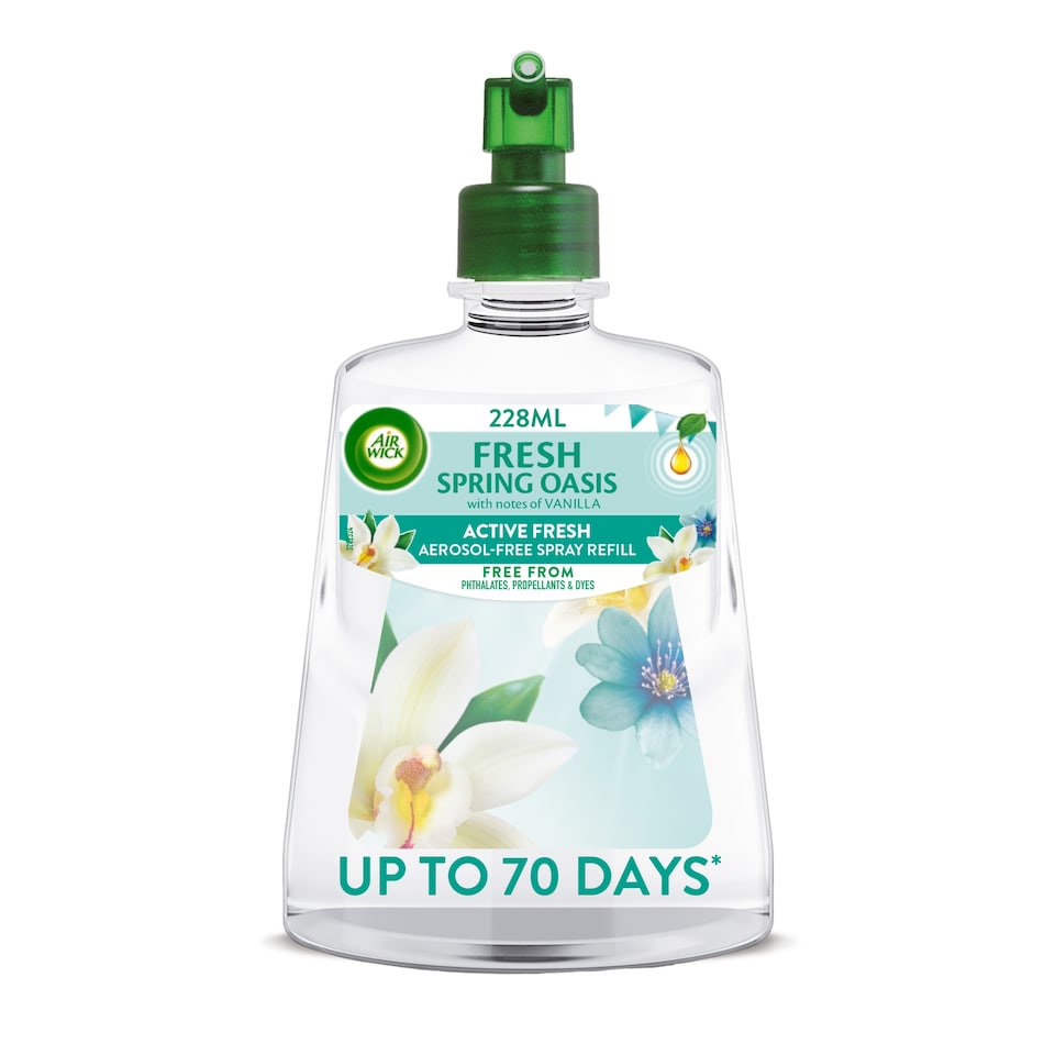 Air Wick Fresh Spring Oasis Vanilla Active Fresh Aerosol Free Refill 228ml