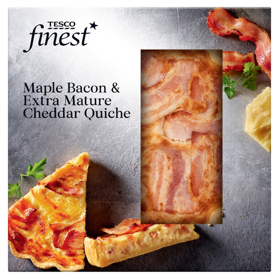 Tesco Finest Maple Bacon & Extra Mature Cheddar Quiche 420G