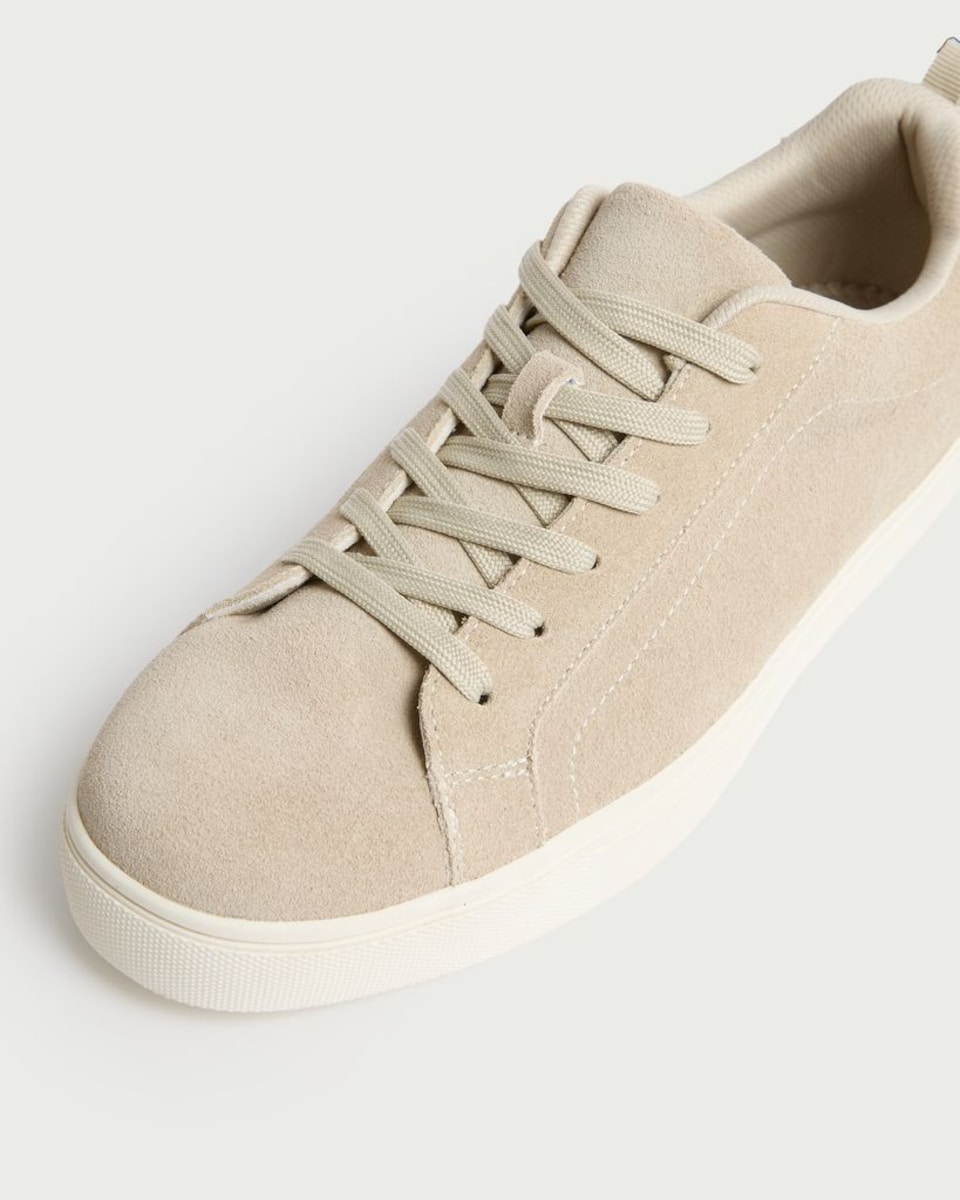 image 1 of F&F Leather Lace Up Trainers in Neutral