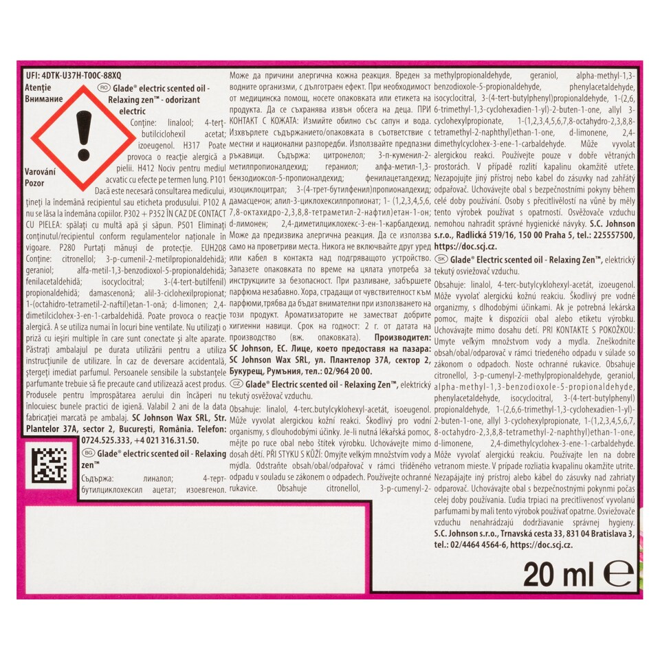 obrázok 1 z Glade Relaxing Zen elektrický tekutý osvěžovač vzduchu 20 ml