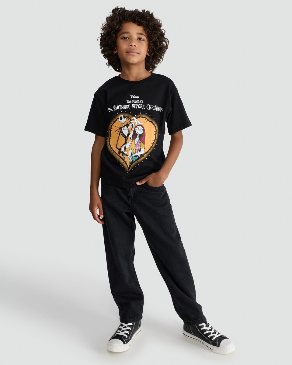 image 1 of Disney The Nightmare Before Christmas Print Pure Cotton T-Shirt in Black