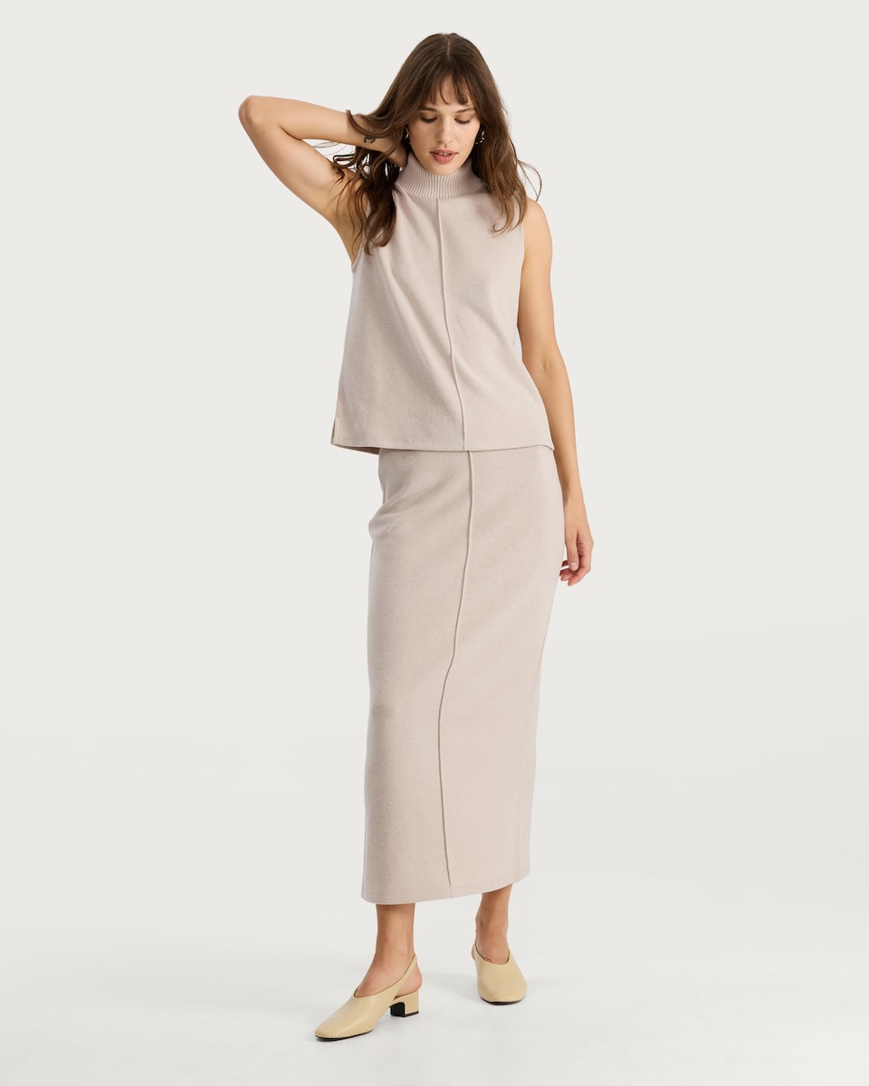 image 1 of F&F Seam Detail Roll Neck Sleeveless Co-ord Top in Cream