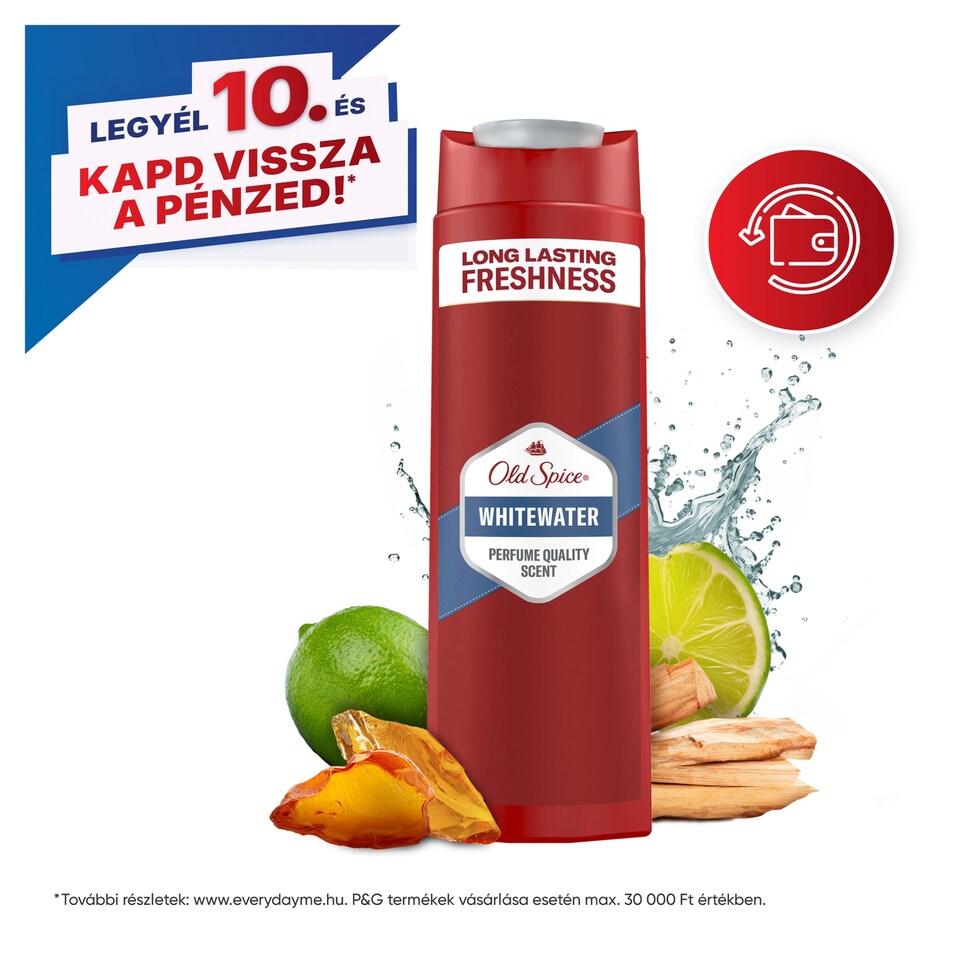 Old Spice Whitewater Férfi 3 az 1-ben Sampon és Tusfürdő, 400 ml