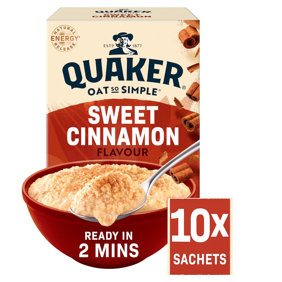 image 1 of Quaker Oat So Simple Sweet Cinnamon Porridge Sachets 10x33g