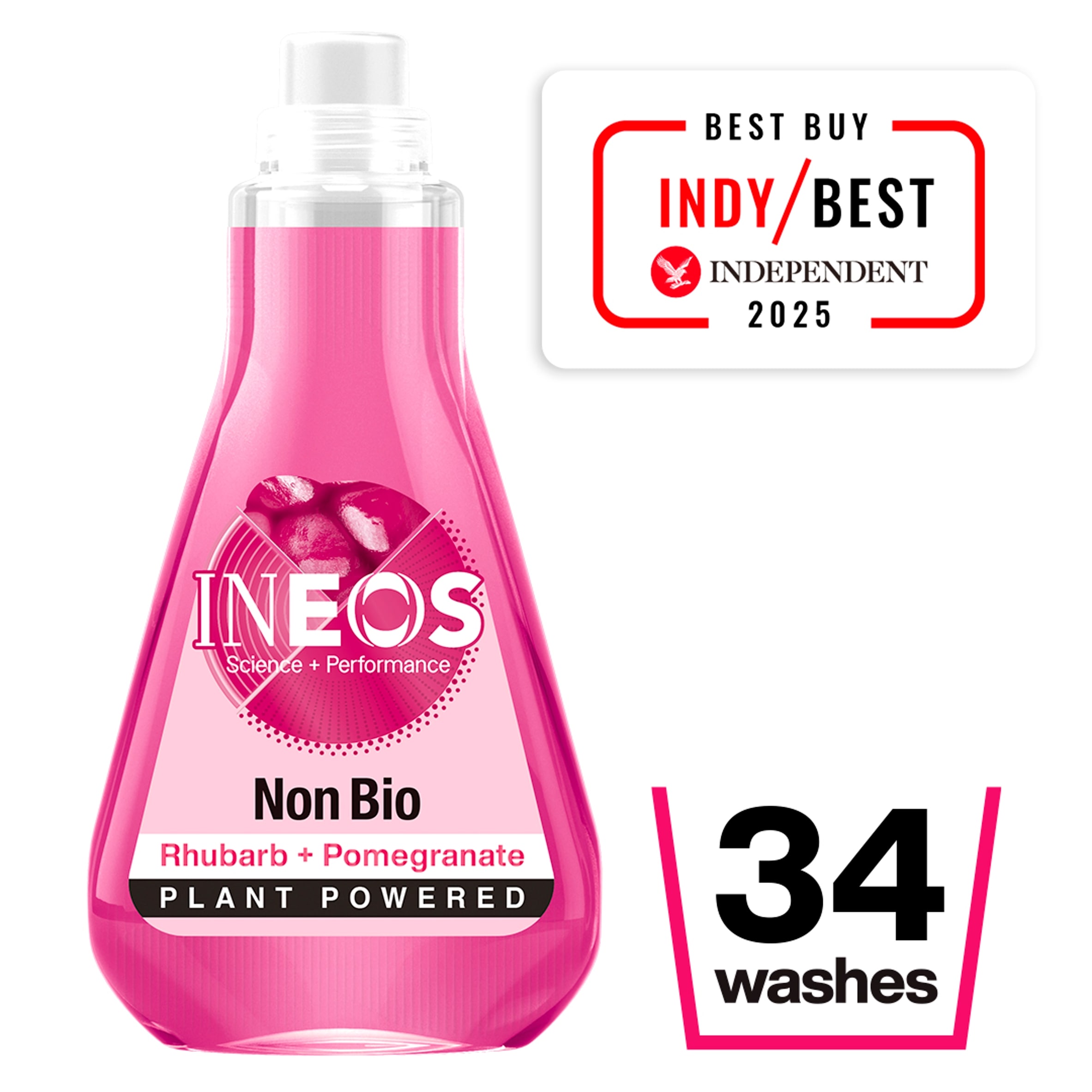 INEOS Non Bio Concentrated Laundry Liquid Detergent Rhubarb + Pomegranate 34 Washes 1040ml