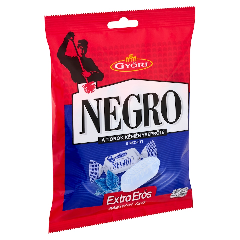 Győri Negro Extra Erős menta-mentol ízű keménycukorka 140 g 1. kép
