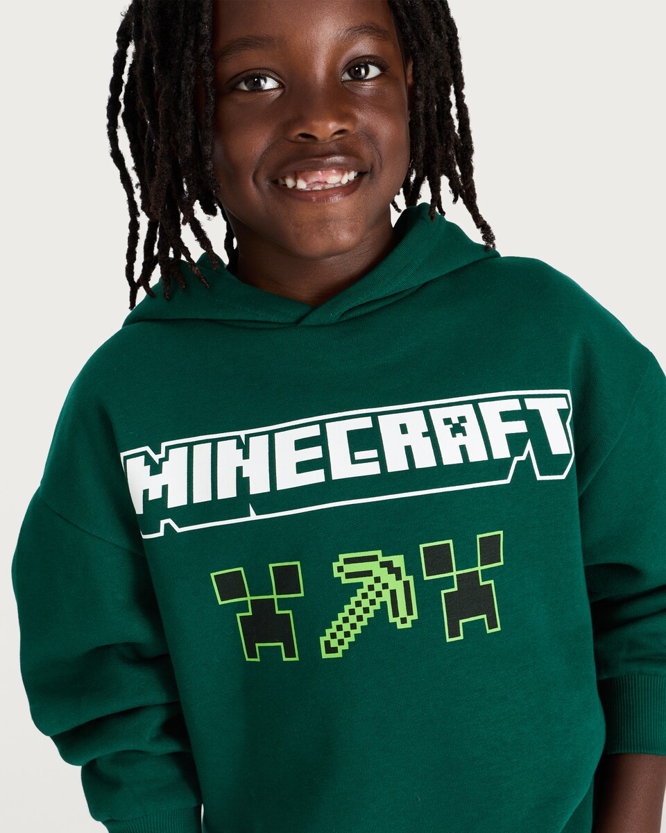 image 1 of Minecraft Cotton Rich Creeper Hoodie in Green