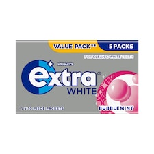 Wrigley's Extra White Bubblemint Sugarfree Chewing Gum 5 x 10 Pieces 70g
