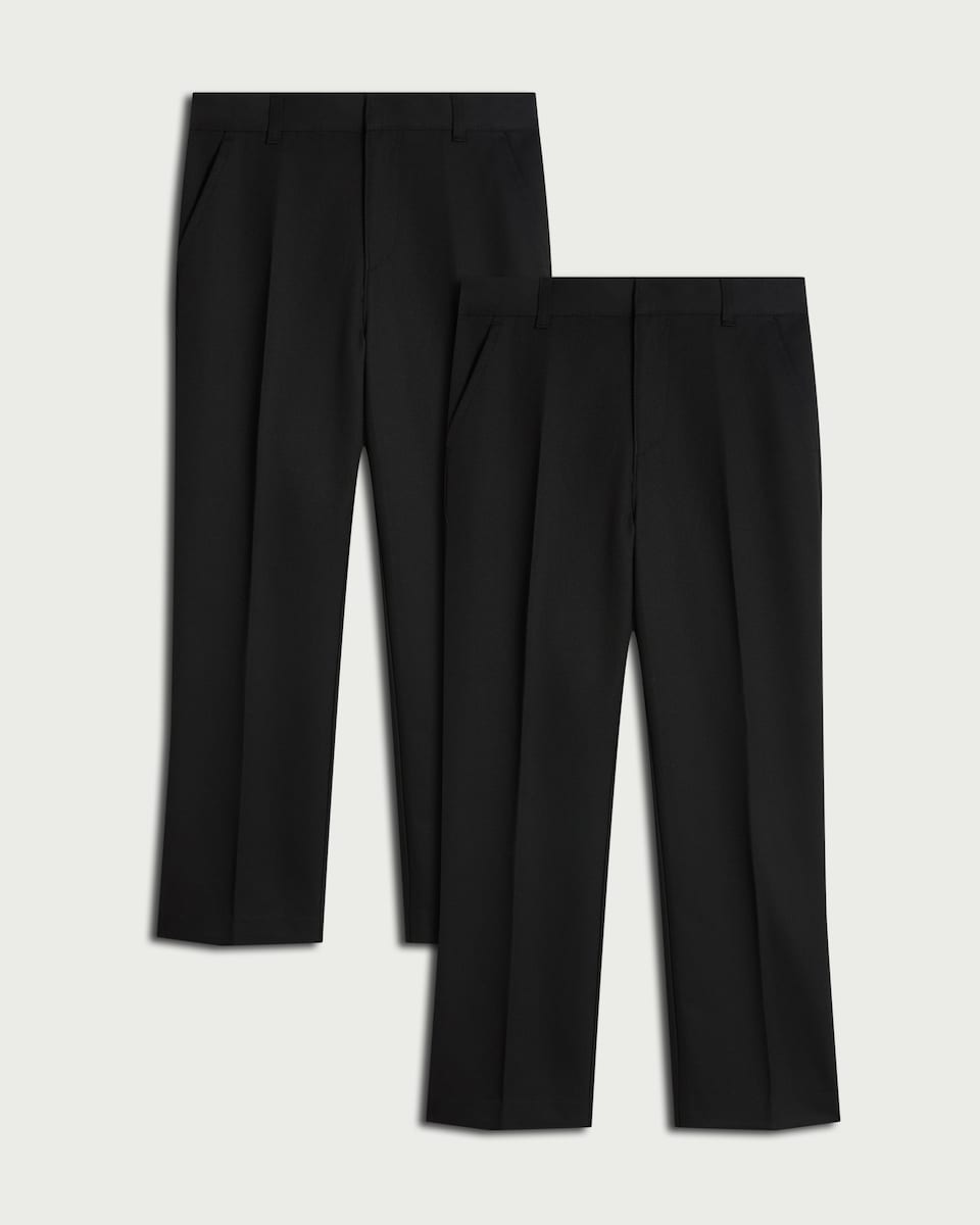 image 1 of F&F School Boys 2-Pack Regular Fit Trousers in Black