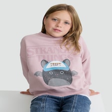 Stranger Things Cotton Rich Slogan Sweatshirt in Pink