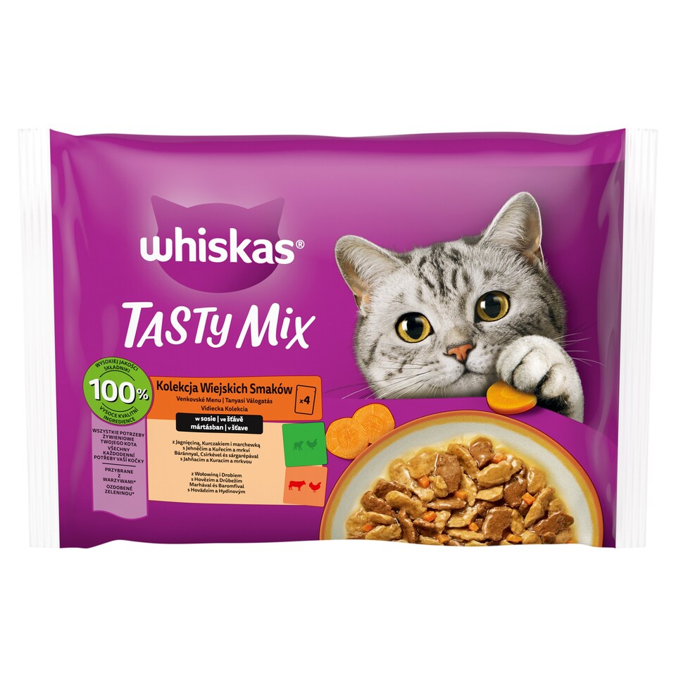 Whiskas Tanyasi Válogatás teljes értékű nedves eledel felnőtt macskáknak 4 x 85 g (340 g)