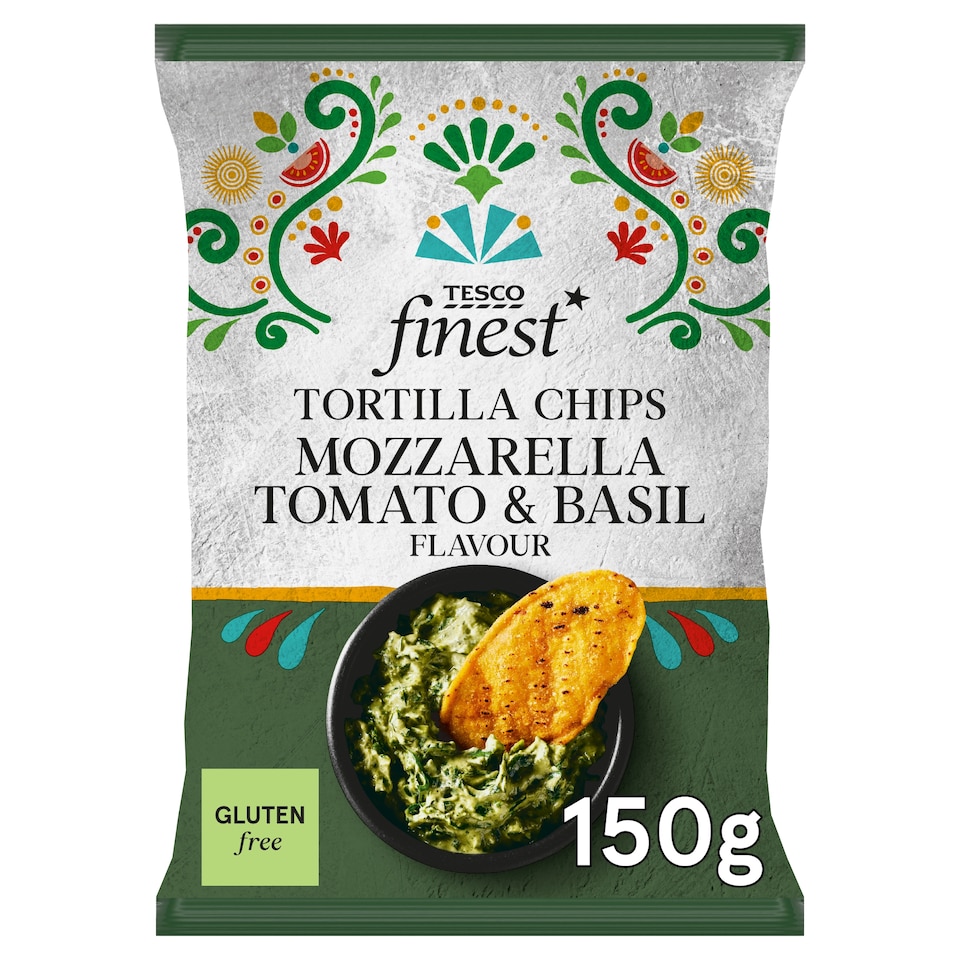 image 1 of Tesco Finest Mozzarella, Basil & Tomato Tortilla Chips 150g