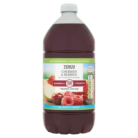 Tesco Quadruple Strength Cherries & Berries Squash No Added Sugar 1.5L Tesco Groceries