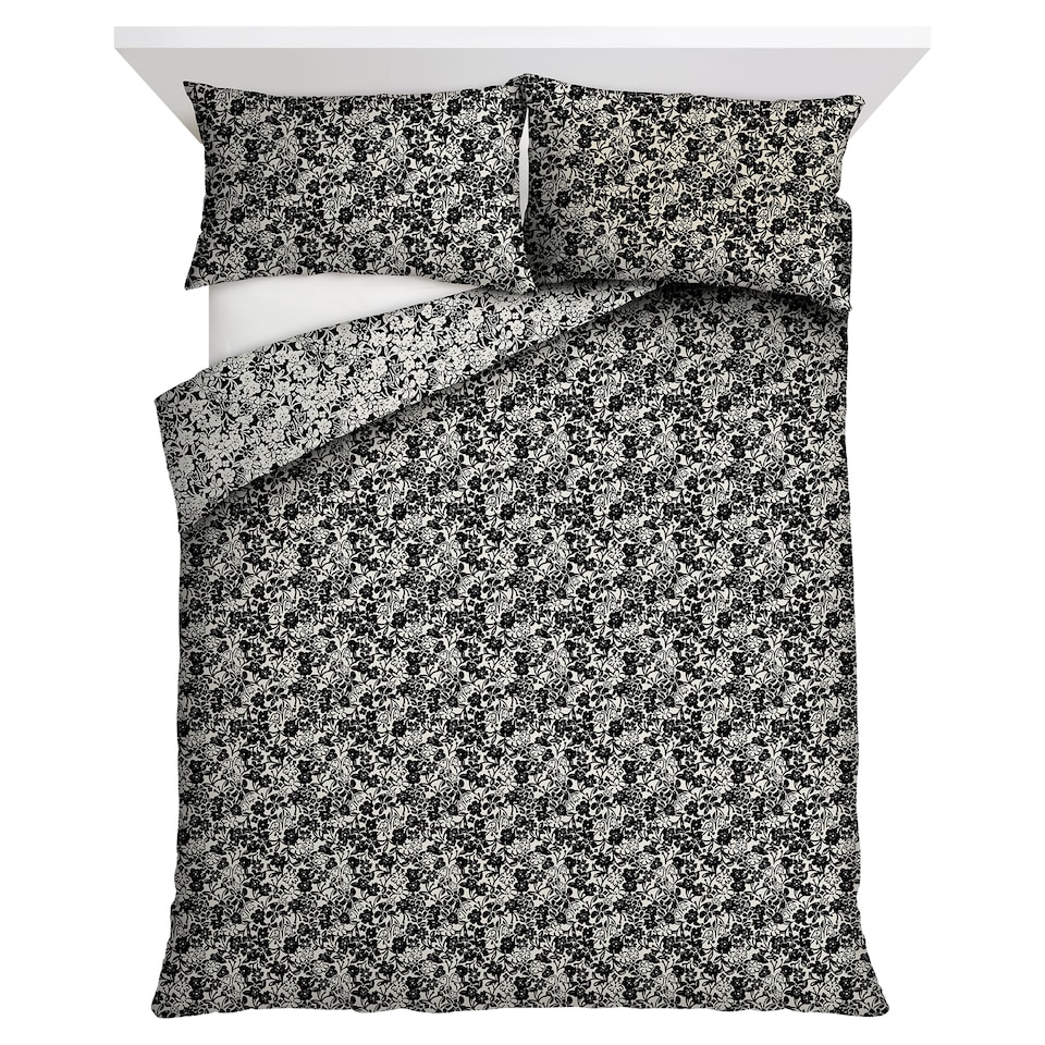 F&F Home Black Floral Duvet Set Double