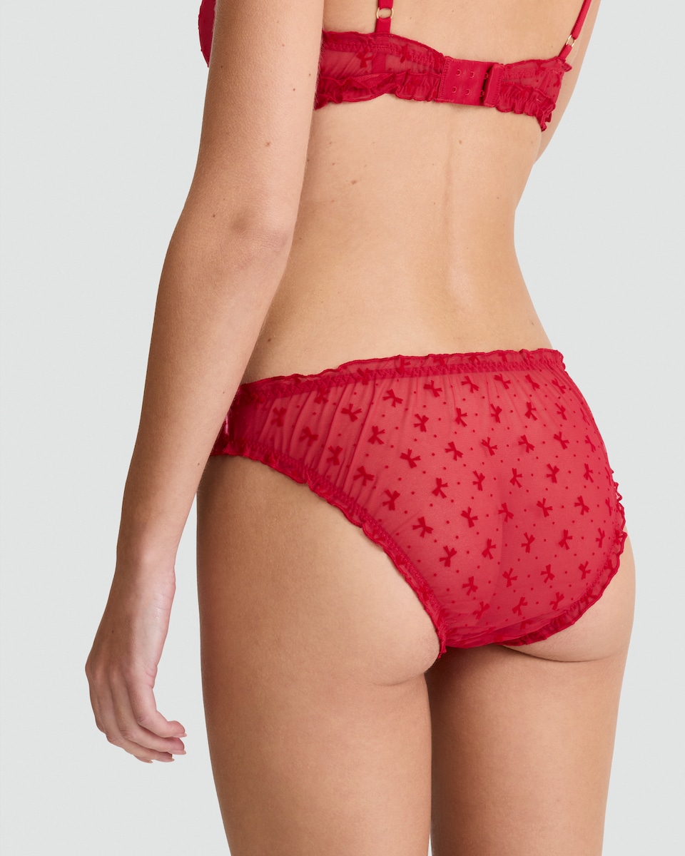 image 1 of F&F Mesh Bow Brazilian Knickers in Black